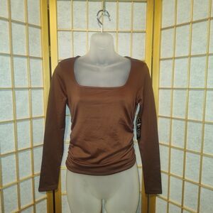 Chic Brown Long Sleeve Top